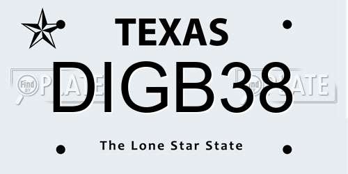 DIGB38 Texas License Plate
