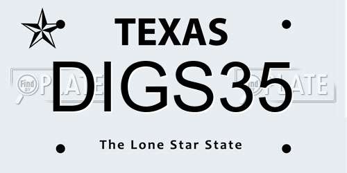 DIGS35 Texas License Plate
