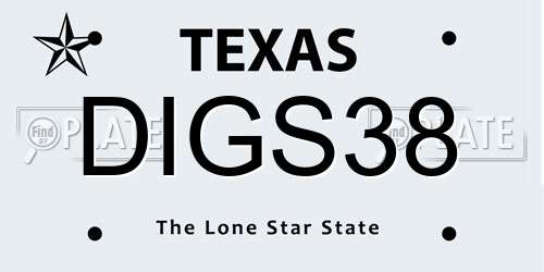 DIGS38 Texas License Plate