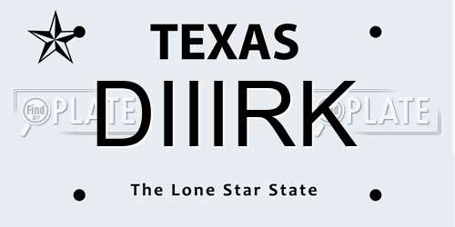 DIIIRK Texas License Plate