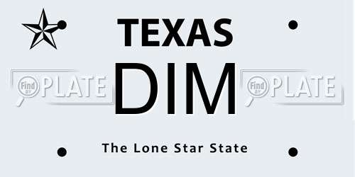 DIM Texas License Plate