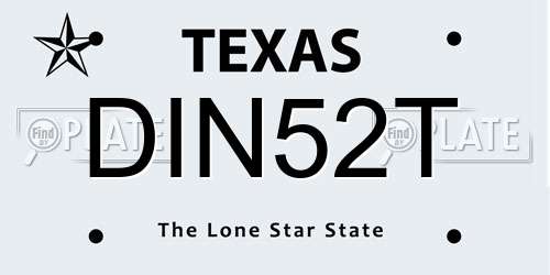 DIN52T Texas License Plate