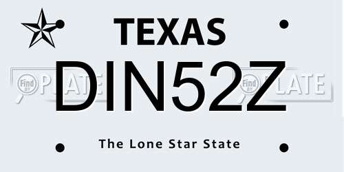 DIN52Z Texas License Plate