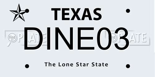 DINE03 Texas License Plate