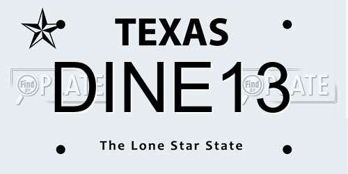 DINE13 Texas License Plate