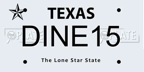 DINE15 Texas License Plate