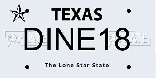 DINE18 Texas License Plate