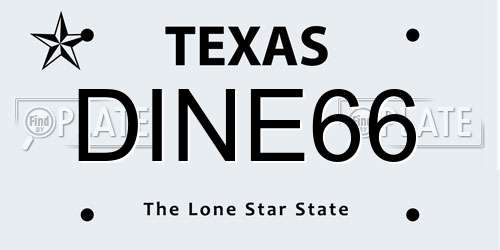 DINE66 Texas License Plate
