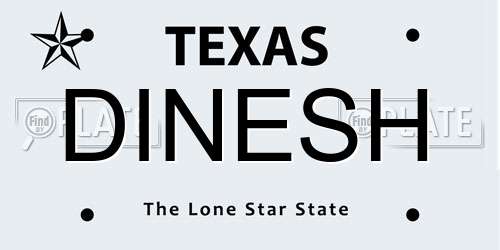 DINESH Texas License Plate