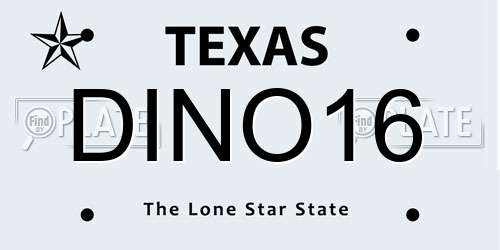 DINO16 Texas License Plate