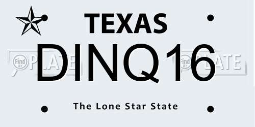 DINQ16 Texas License Plate