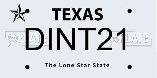 DINT21 Texas License Plate