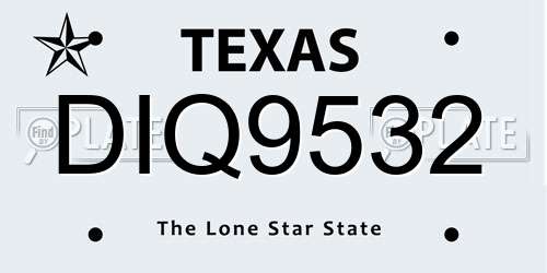 DIQ9532 Texas License Plate