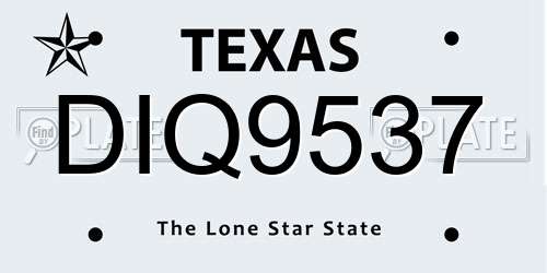 DIQ9537 Texas License Plate
