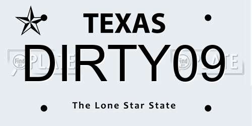 DIRTY09 Texas License Plate