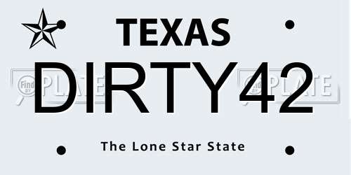 DIRTY42 Texas License Plate