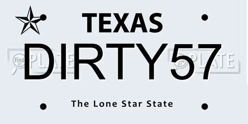 DIRTY57 Texas License Plate