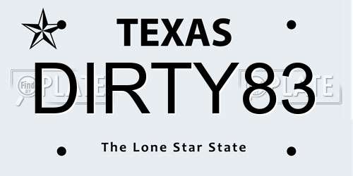 DIRTY83 Texas License Plate