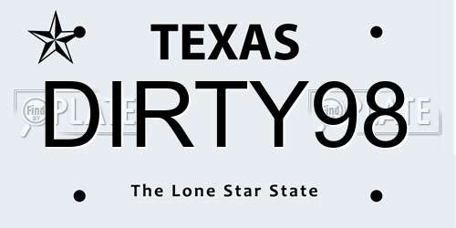 DIRTY98 Texas License Plate