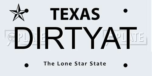DIRTYAT Texas License Plate