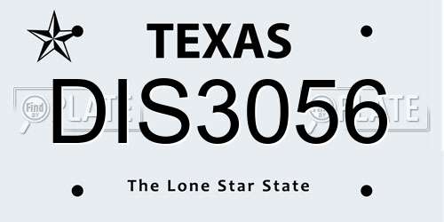 DIS3056 Texas License Plate