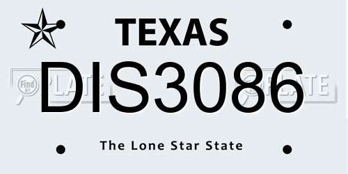 DIS3086 Texas License Plate