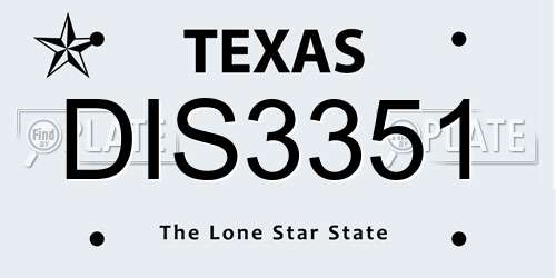 DIS3351 Texas License Plate