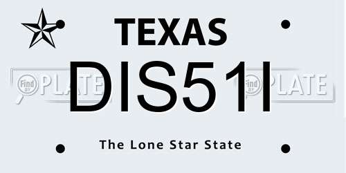 DIS51I Texas License Plate