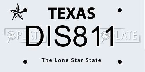 DIS811 Texas License Plate