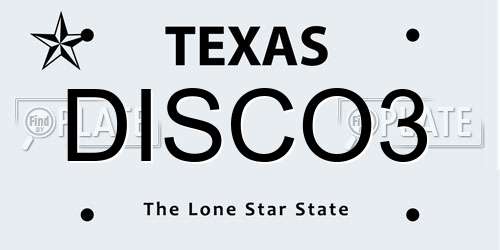 DISCO3 Texas License Plate