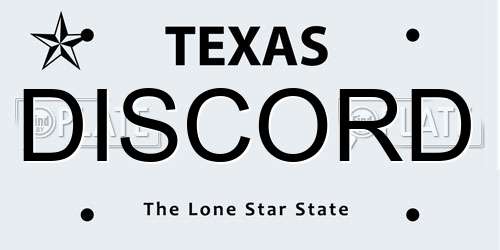 DISCORD Texas License Plate
