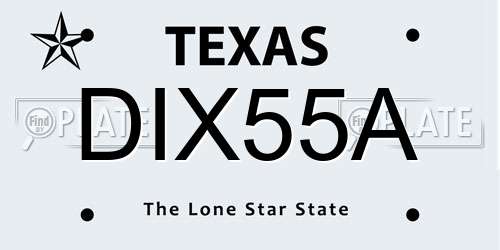 DIX55A Texas License Plate
