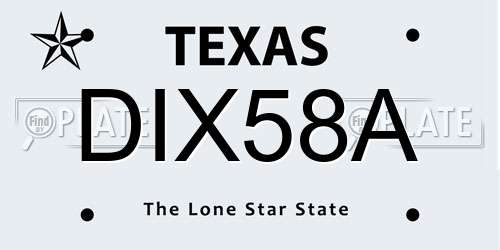 DIX58A Texas License Plate