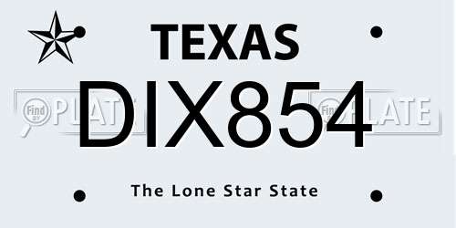 DIX854 Texas License Plate