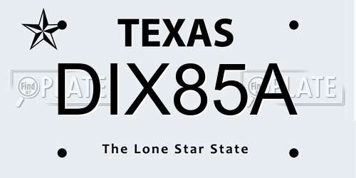 DIX85A Texas License Plate