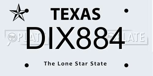 DIX884 Texas License Plate