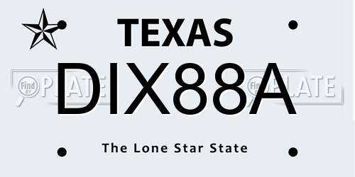 DIX88A Texas License Plate