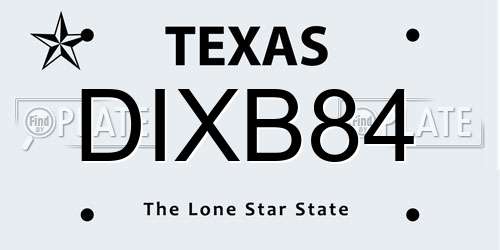 DIXB84 Texas License Plate