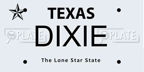 DIXIE Texas License Plate