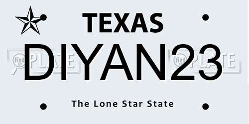 DIYAN23 Texas License Plate