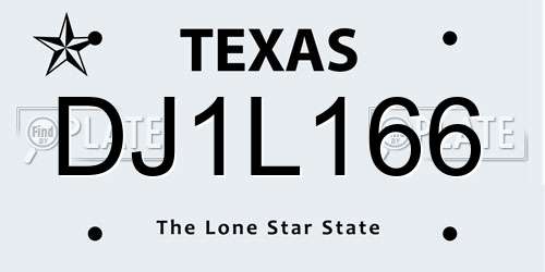 DJ1L166 Texas License Plate