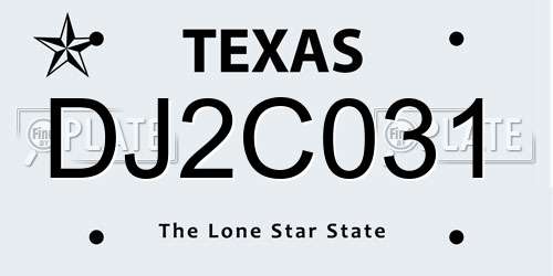 DJ2C031 Texas License Plate