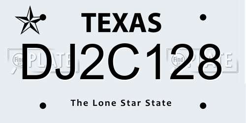 DJ2C128 Texas License Plate