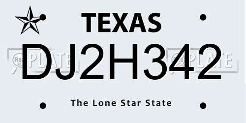 DJ2H342 Texas License Plate