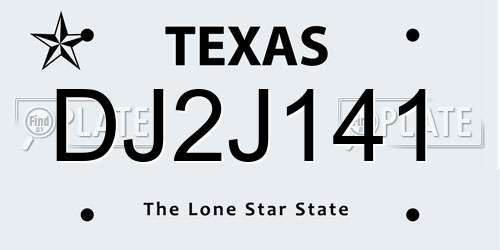 DJ2J141 Texas License Plate