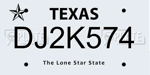 DJ2K574 Texas License Plate