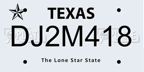 DJ2M418 Texas License Plate