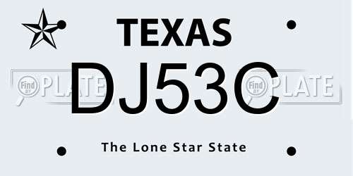 DJ53C Texas License Plate