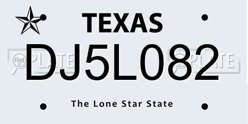 DJ5L082 Texas License Plate