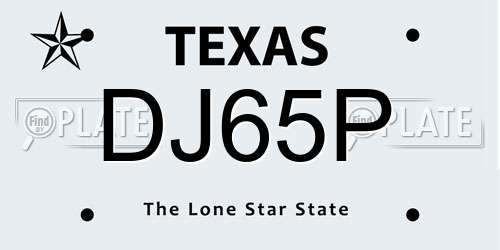 DJ65P Texas License Plate